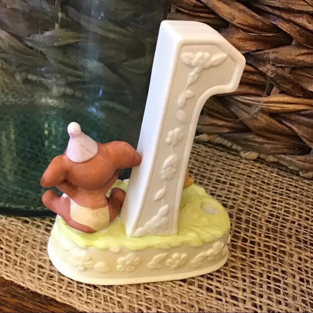 Vintage 80’s cake topper candle holder for first birthday.